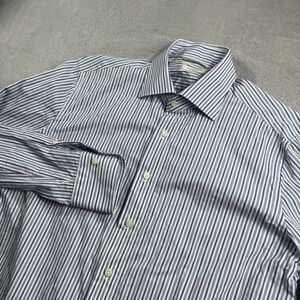 SUITSUPPLY Egyptian Cotton Slim Fit Formal Shirt Men's 41 / 16 Blue Striped